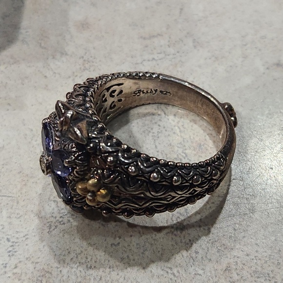 Barbara Bixby Solid
Sterling Silver 18K Gold
Amethyst Topaz Flower
Ring size 10 - Picture 6 of 10